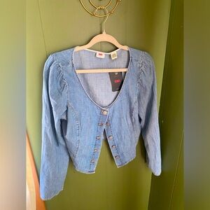 Levi cropped denim button down